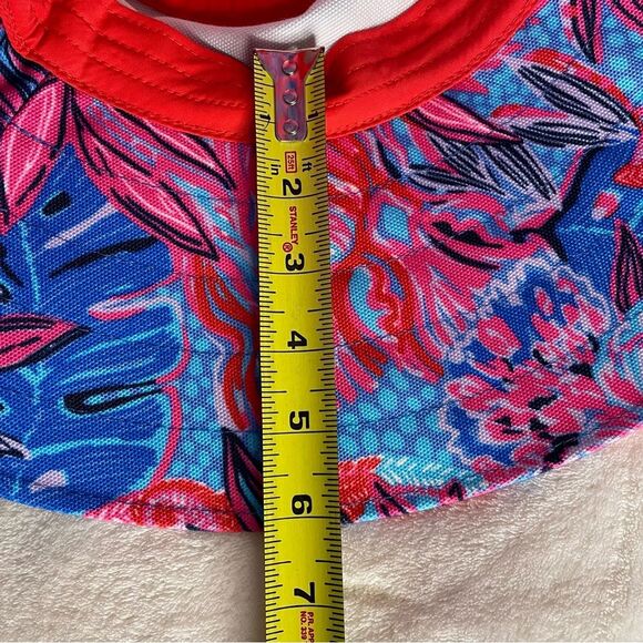 Lilly Pulitzer Ruby Red Sun Hat Wild Times Pink Blue Wide Brim Tropical Beachy - Picture 8 of 14